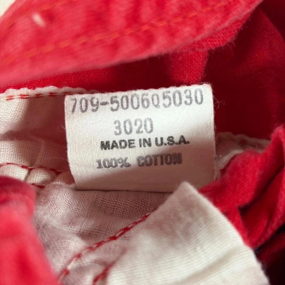 Vtg OshKosh B'gosh Red Cotton Vestbak Shortalls Overalls Made in USA Kids Size 6
